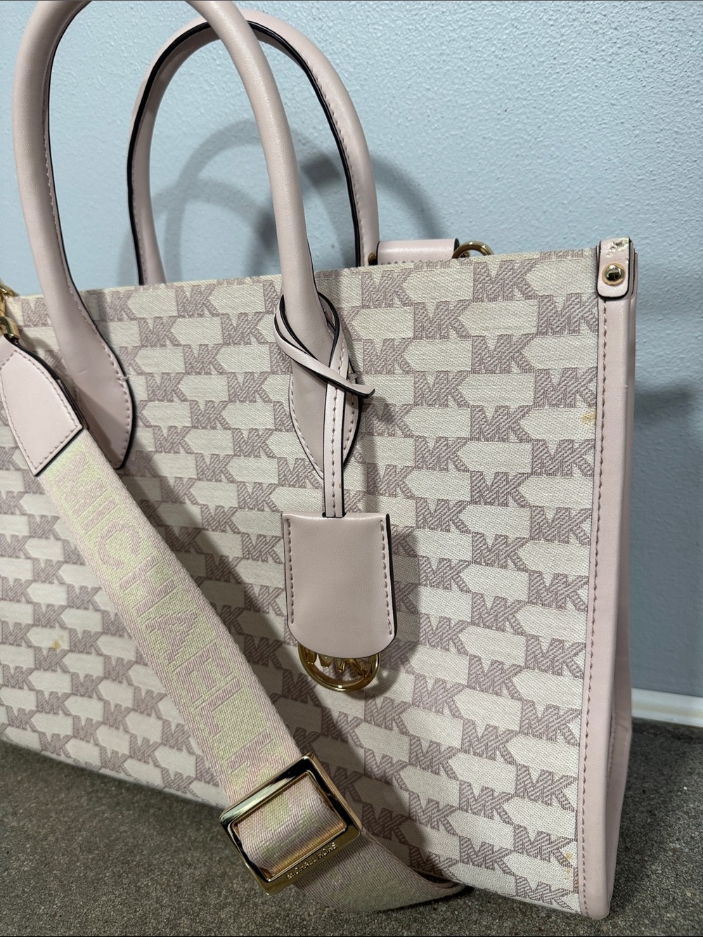 Michael Kors Mirella tote bag MK print Powder Blush Multi color - Picture 3 of 12
